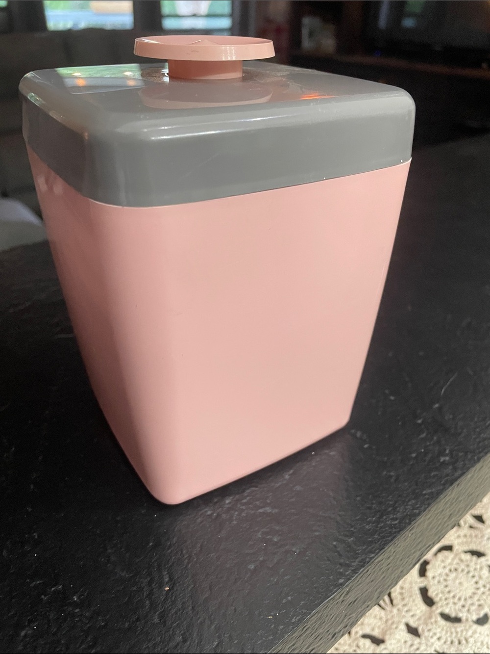 Vintage Pink Tea Canister with Gray Lid - Picture 4 of 7